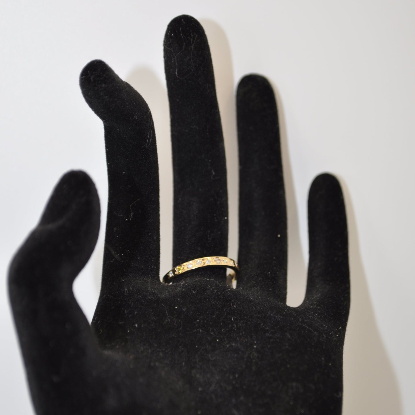 10k Gold Band with white and yellow Diamonds