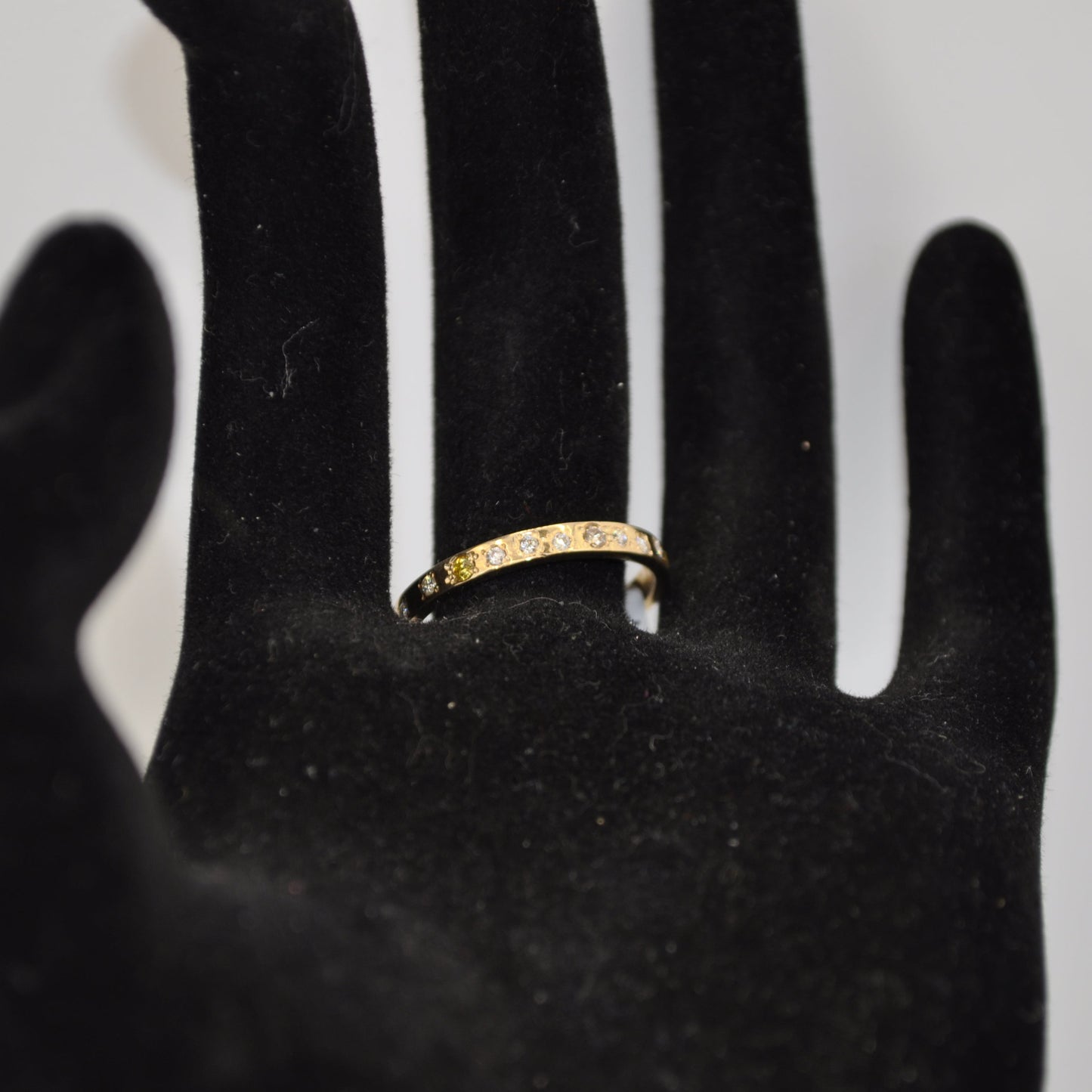 10k Gold Band with white and yellow Diamonds
