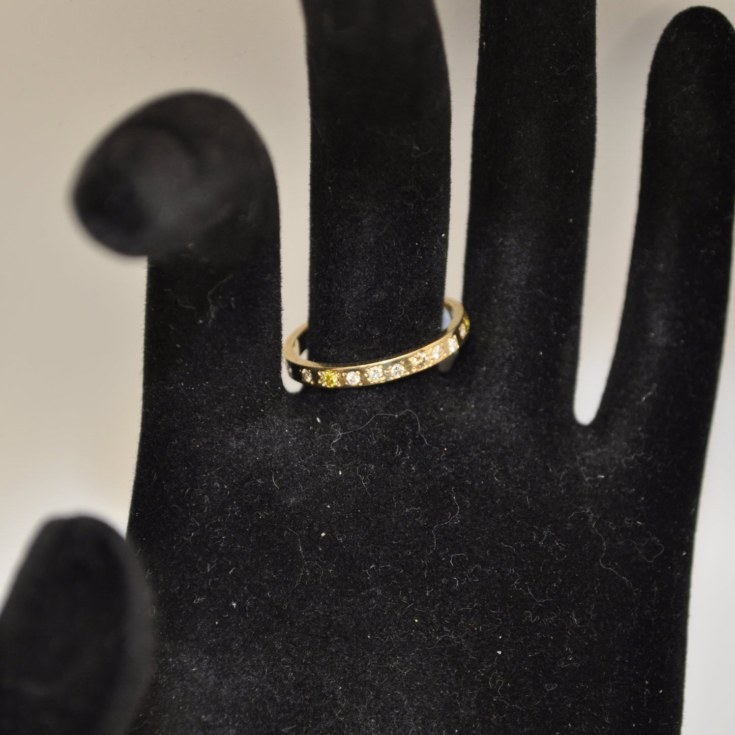 10k Gold Band with white and yellow Diamonds