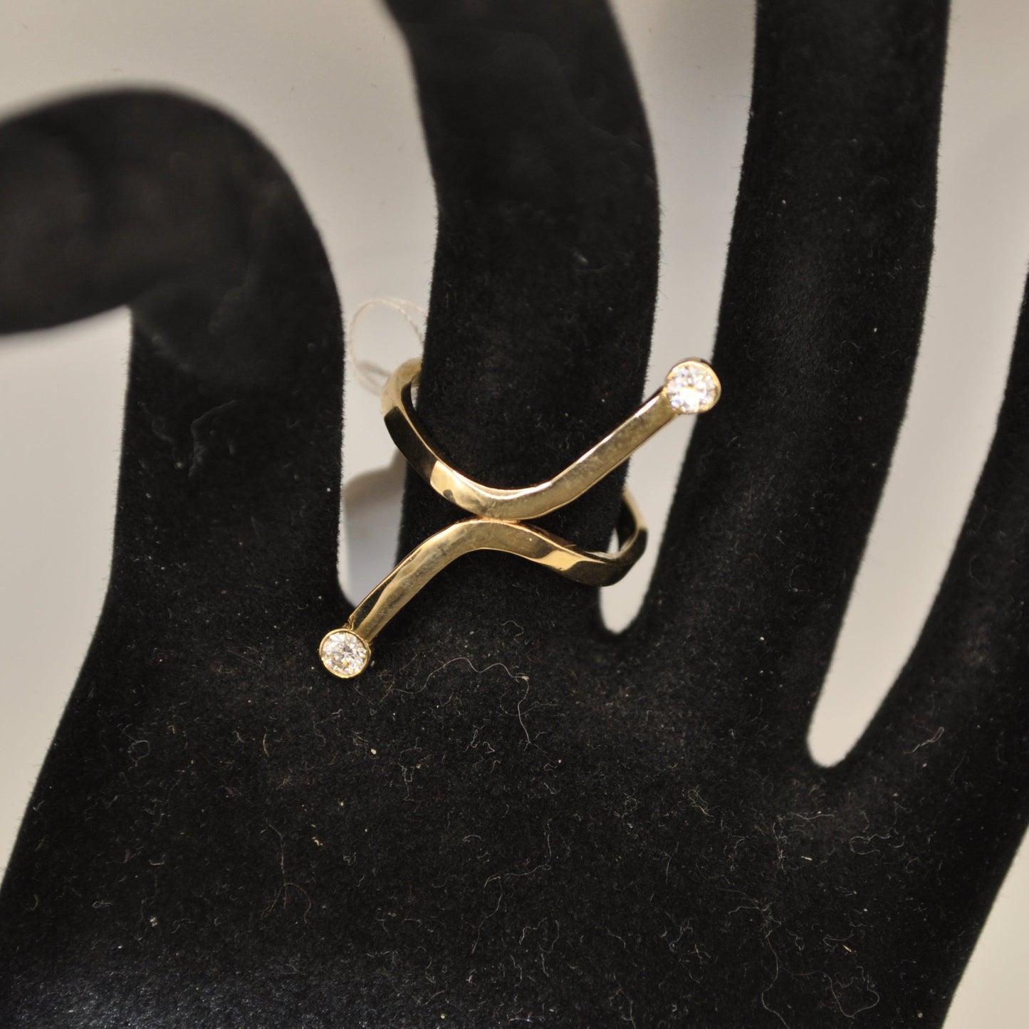 10k Gold X Ring with Mossanite accent stones