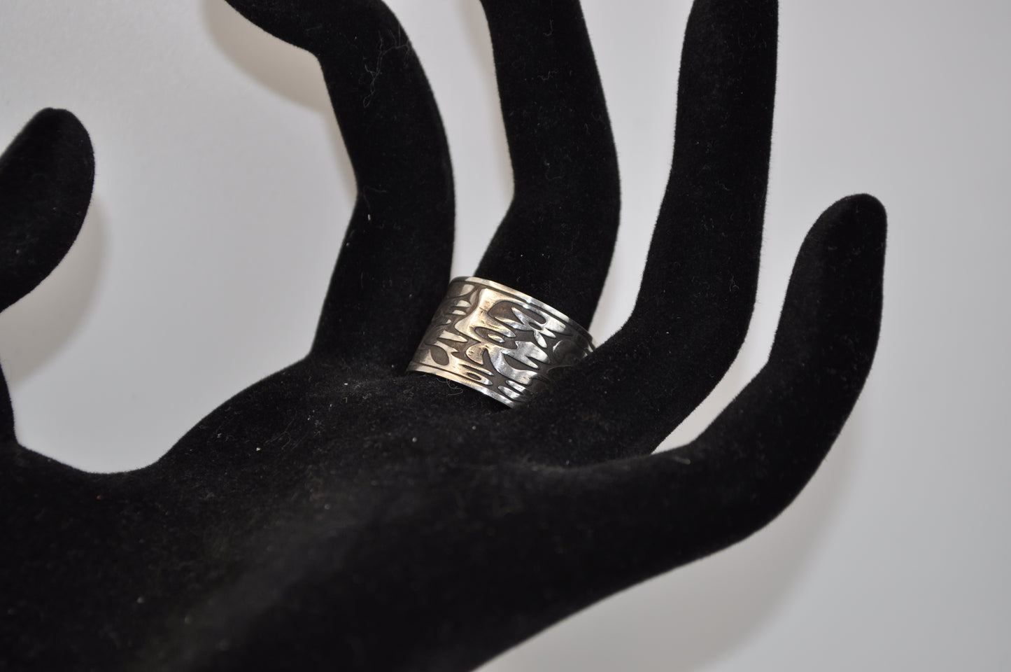 Silver Ring with Ocean Engraving