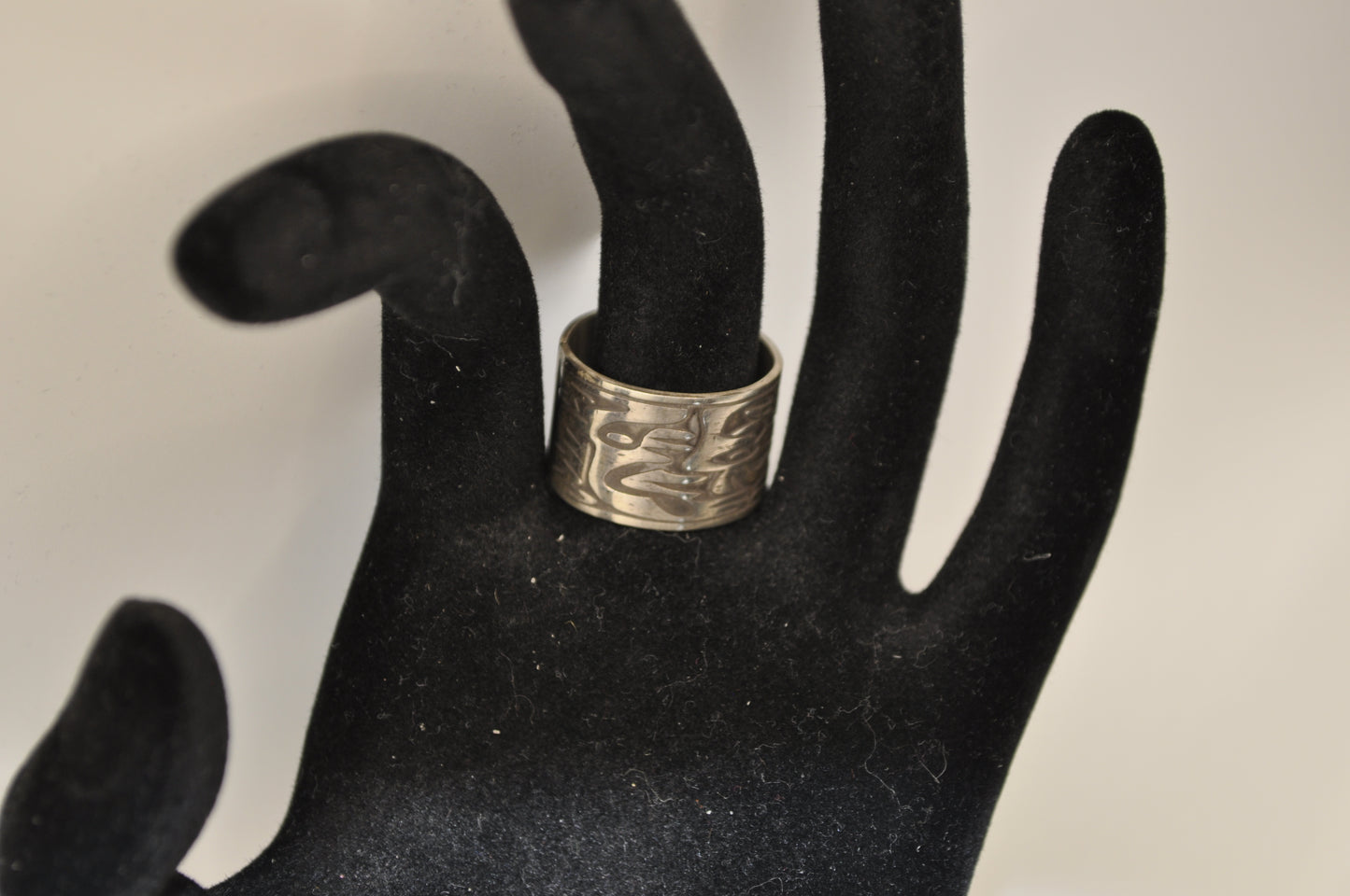 Silver Ring with Ocean Engraving