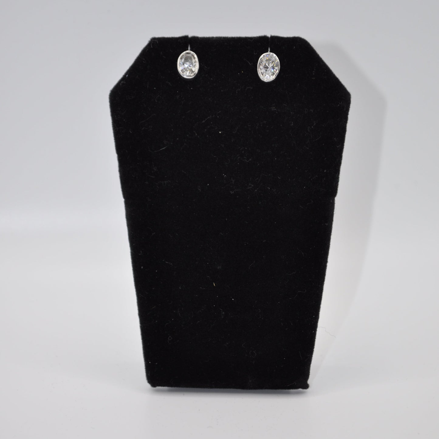 Platinum Oval Diamond Studded Earrings