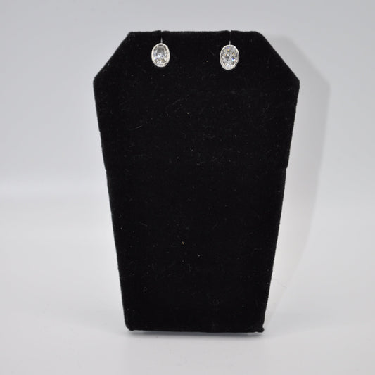 Platinum Oval Diamond Studded Earrings