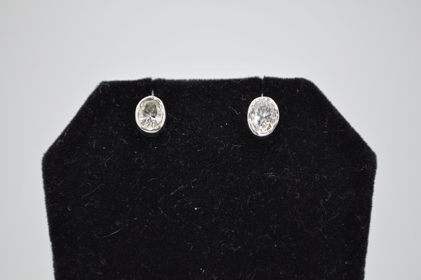 Platinum Oval Diamond Studded Earrings