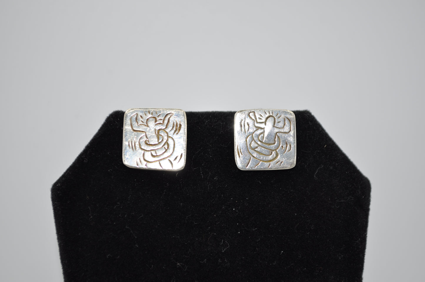 Silver Mosaic Stud Earrings