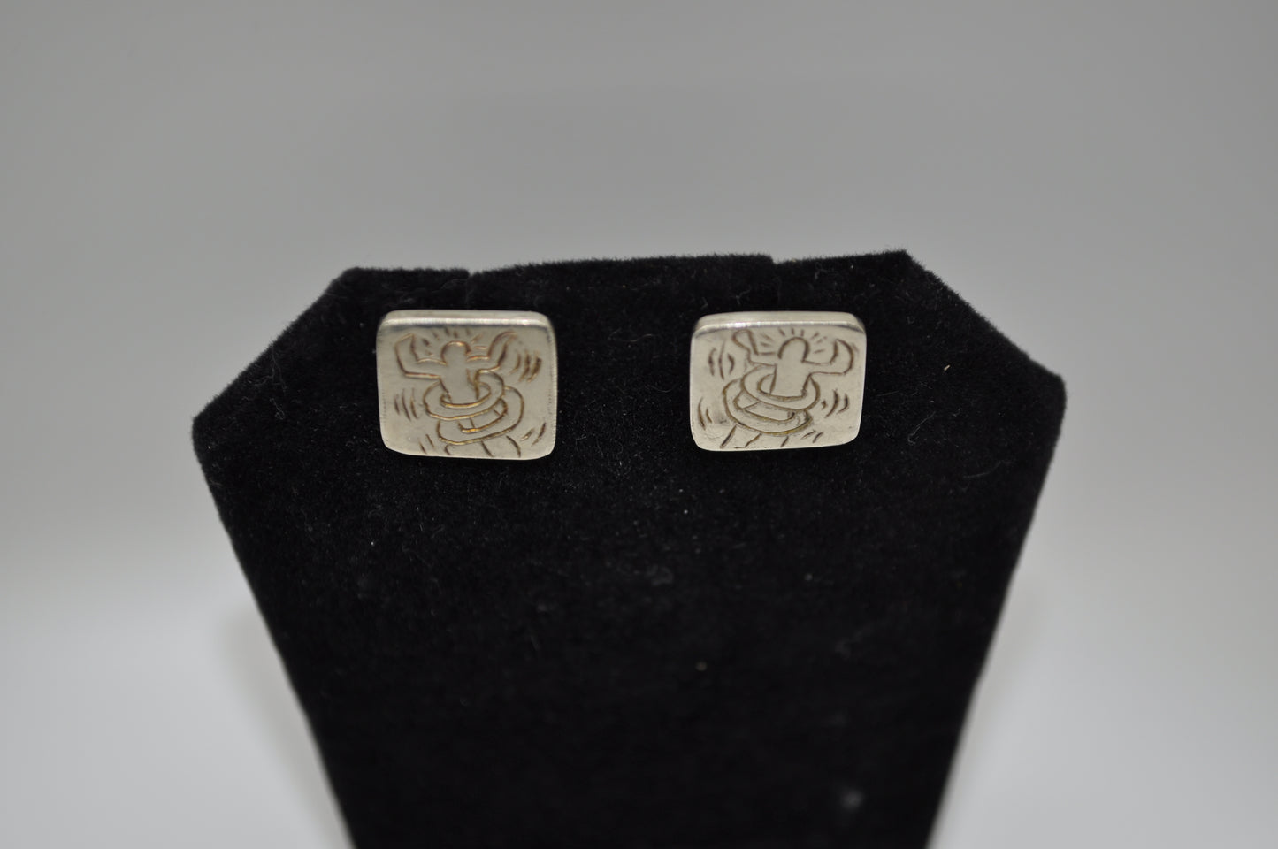 Silver Mosaic Stud Earrings