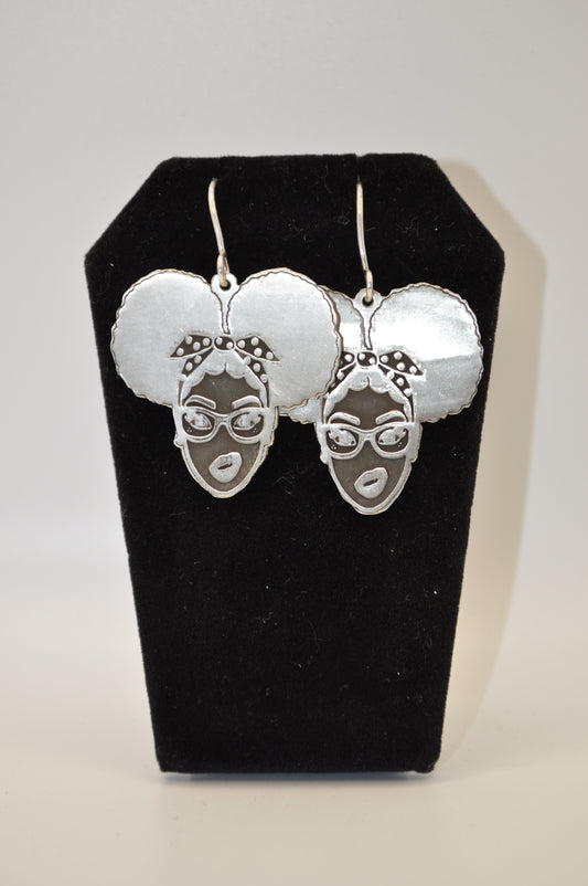 Silver “Black School Girl” Earrings