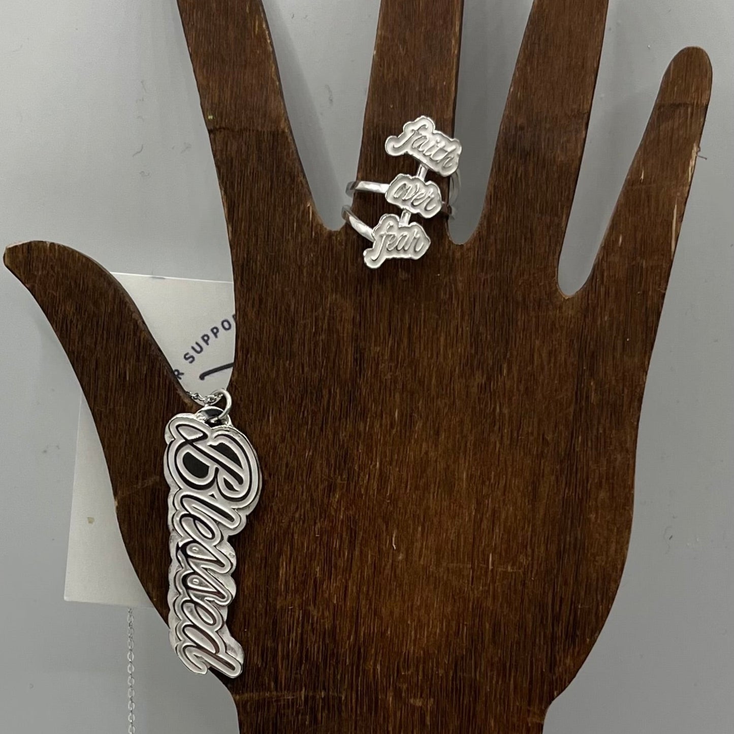 Silver Ring and charm set