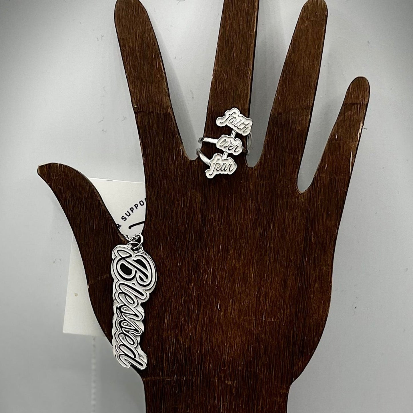 Silver Ring and charm set