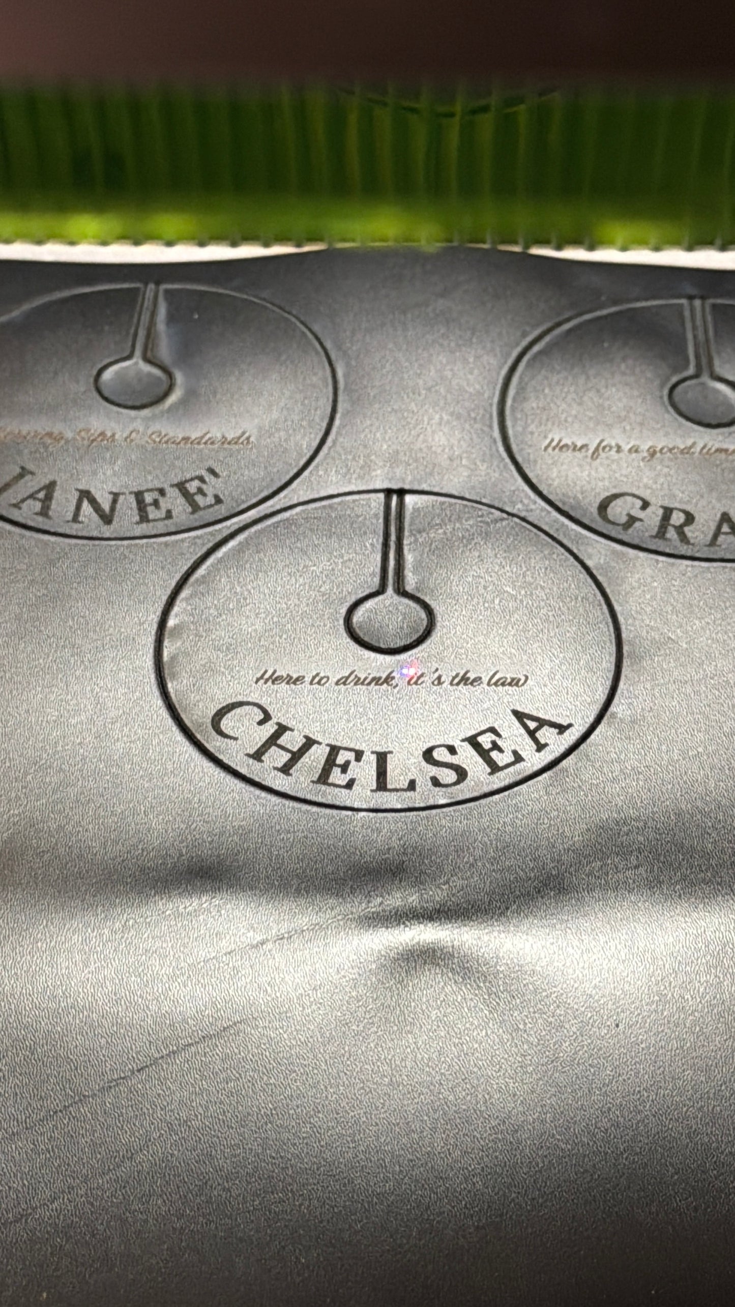 Leather Engraved Wine Coaster/Name Tag
