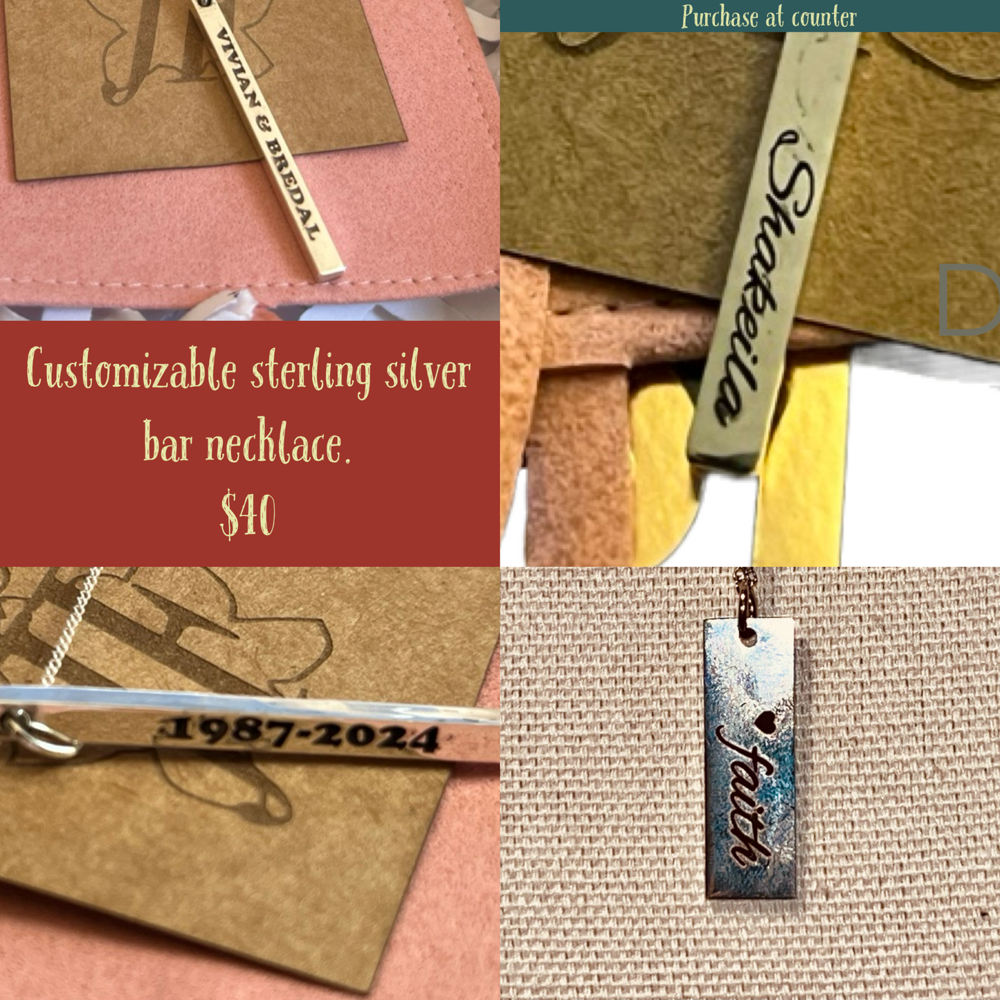 Customizable Sterling Silver Bar Necklace