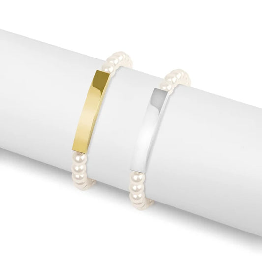 Pearl Stretch Curved Bar Bracelet