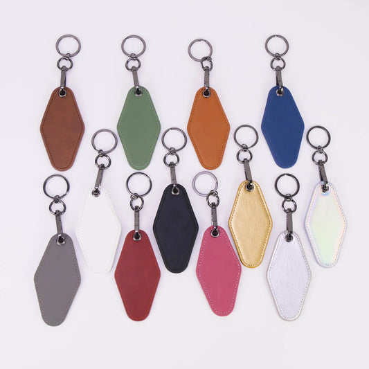 Personalized Motel Leather-Style Keychains