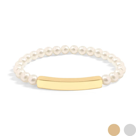 Pearl Stretch Curved Bar Bracelet