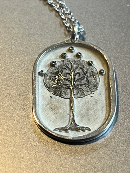 Personalized Small Silver Charm w/ necklace